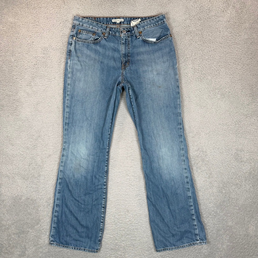 VTG Polo Jeans Ralph Lauren Saturday Jean Blue Medium Wash Bootcut Flare 31/12